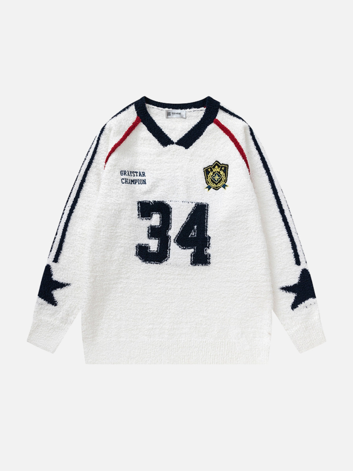 CHAMPION - Oversized Graphic Long Sleeve Sweater Jersey White | Teenwear.eu