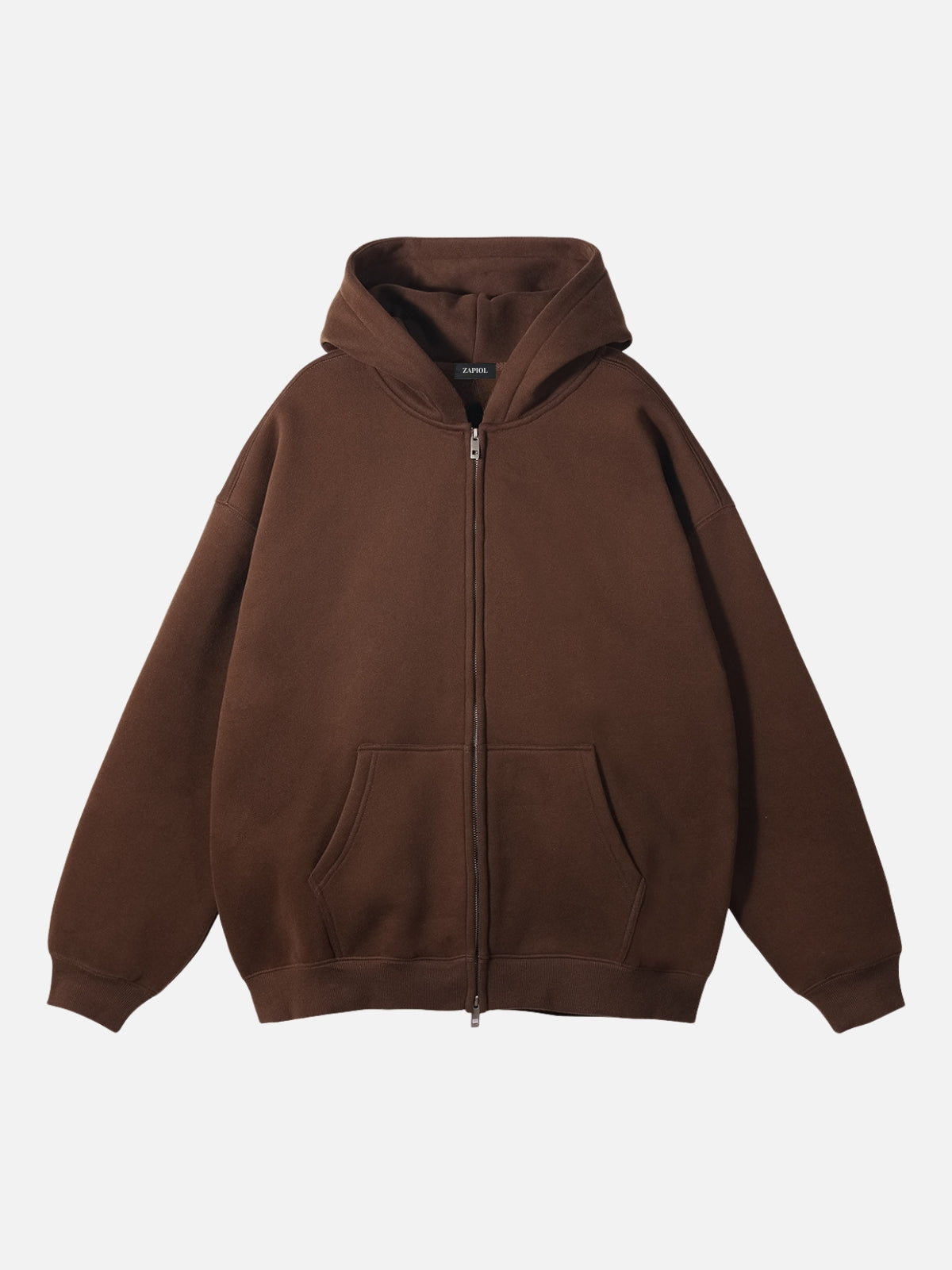 PUNISH - Cropped Basic Zip Up Hoodie Dark Brown | Teenwear.eu