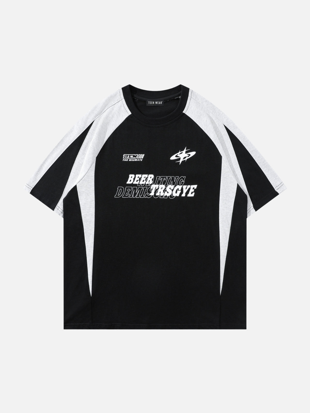 NIUMATE - Oversized Print Racing T-Shirt White | Teenwear.eu