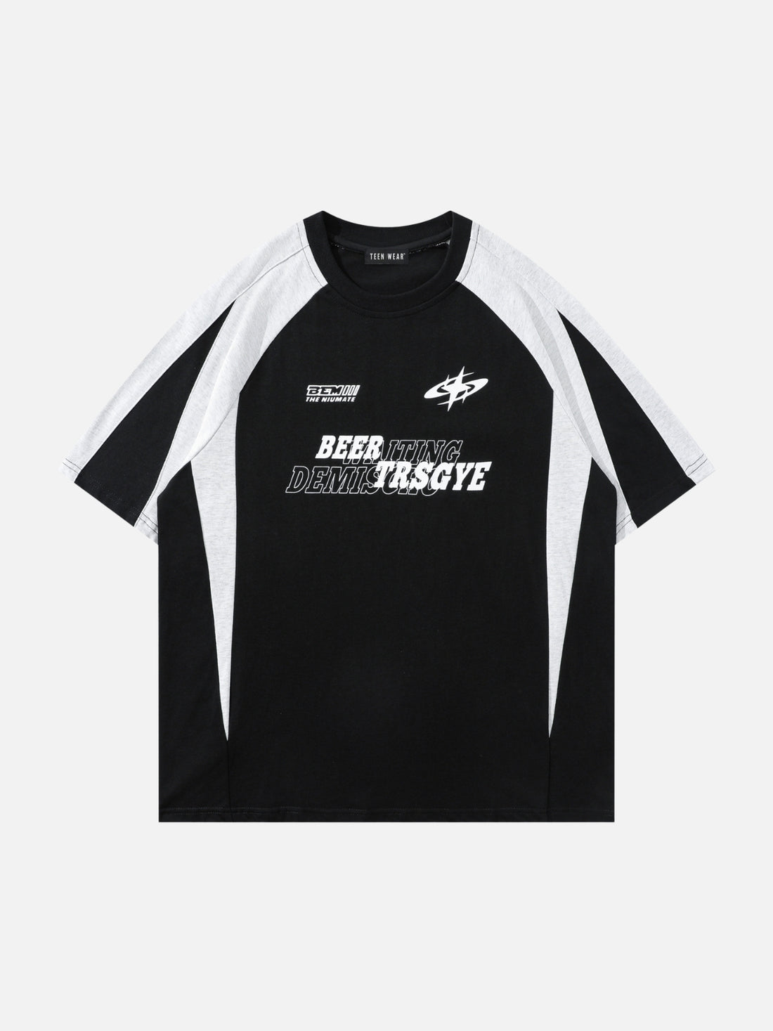 NIUMATE - Oversized Print Racing T-Shirt White | Teenwear.eu