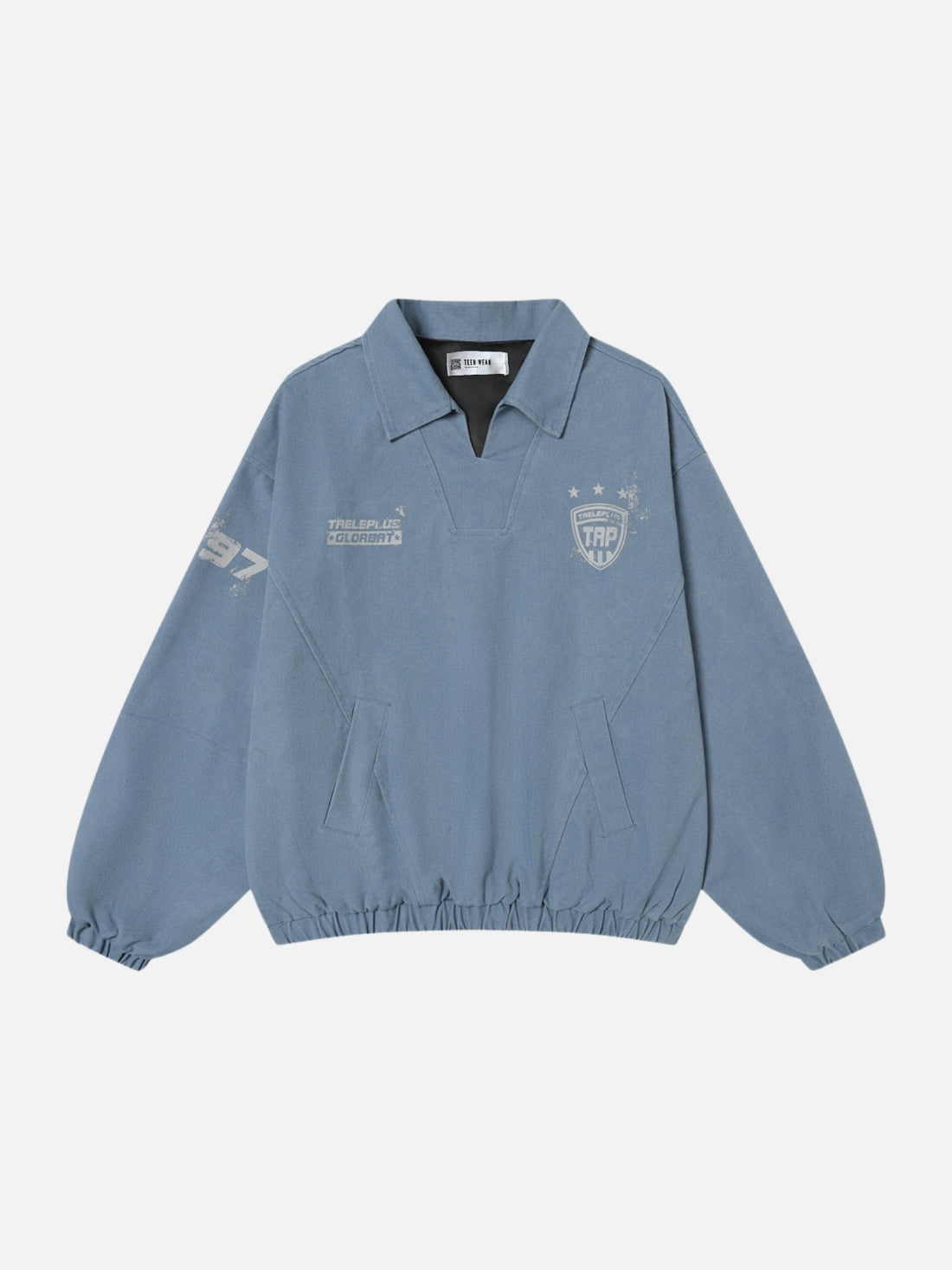 GLORBAT - Oversized Print Polo Jacket Blue | Teenwear.eu