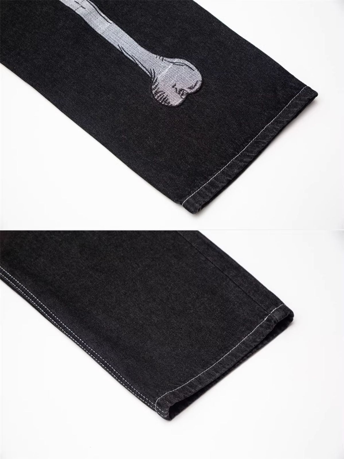 SKELE HAND - Baggy Embroidered Jeans | Teenwear.eu