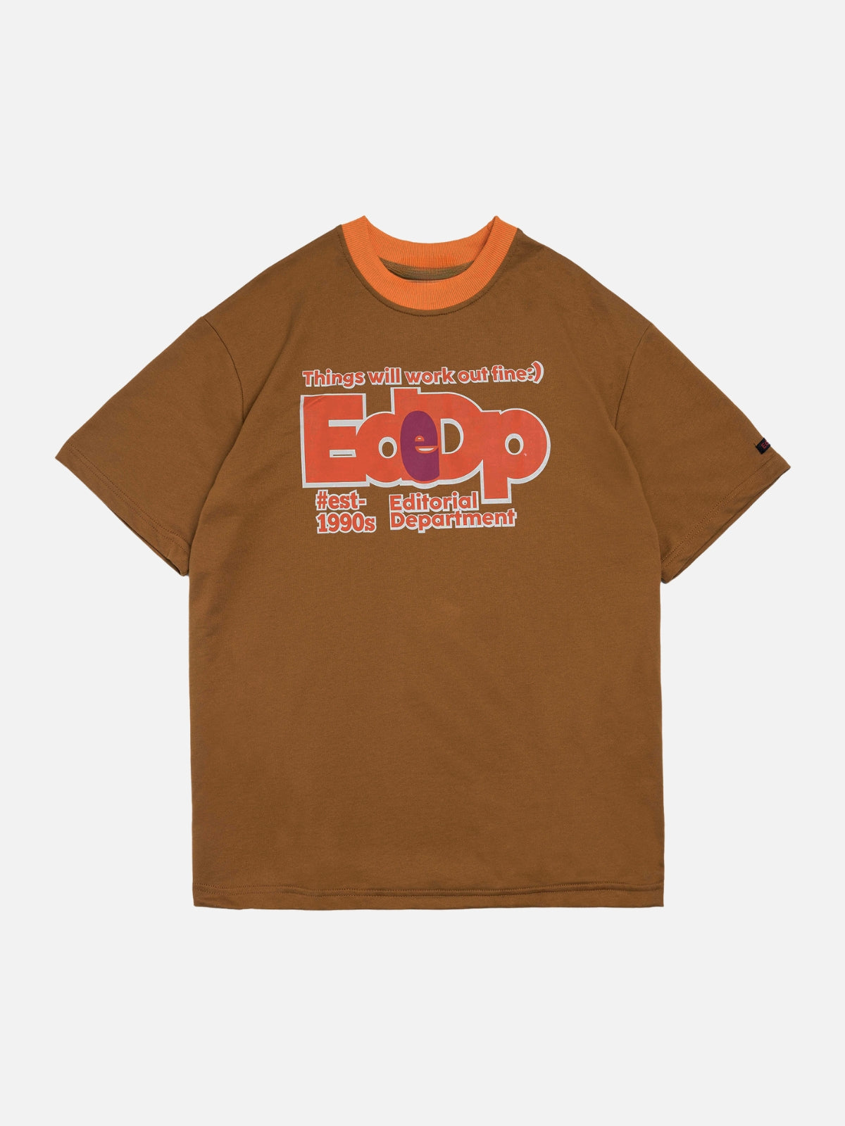 EDEDP - Oversized Print T-Shirt Brown | Teenwear.eu