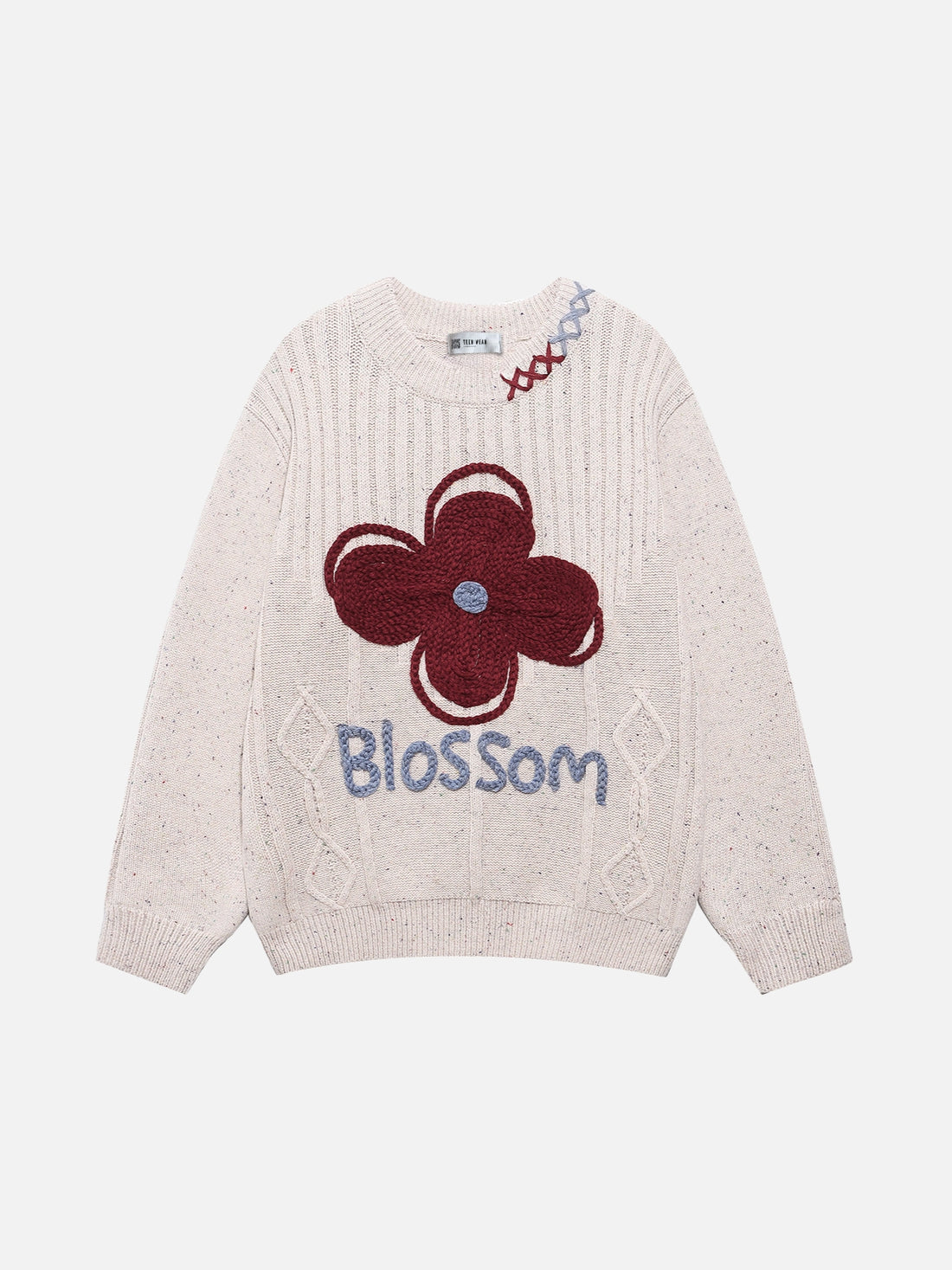 BLOOMI – Oversized Embroidered Sweater Beige | Teenwear.eu