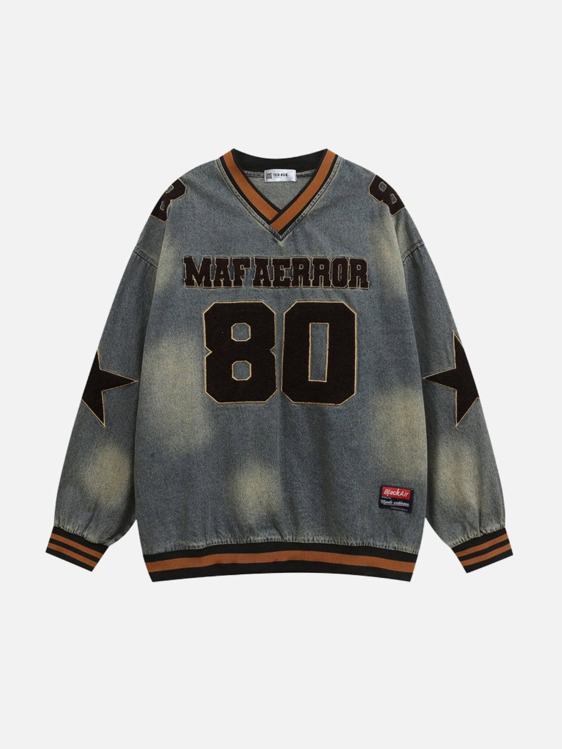 MAFFAERROR - Oversized Embroidered Crewneck Jersey Blue | Teenwear.eu