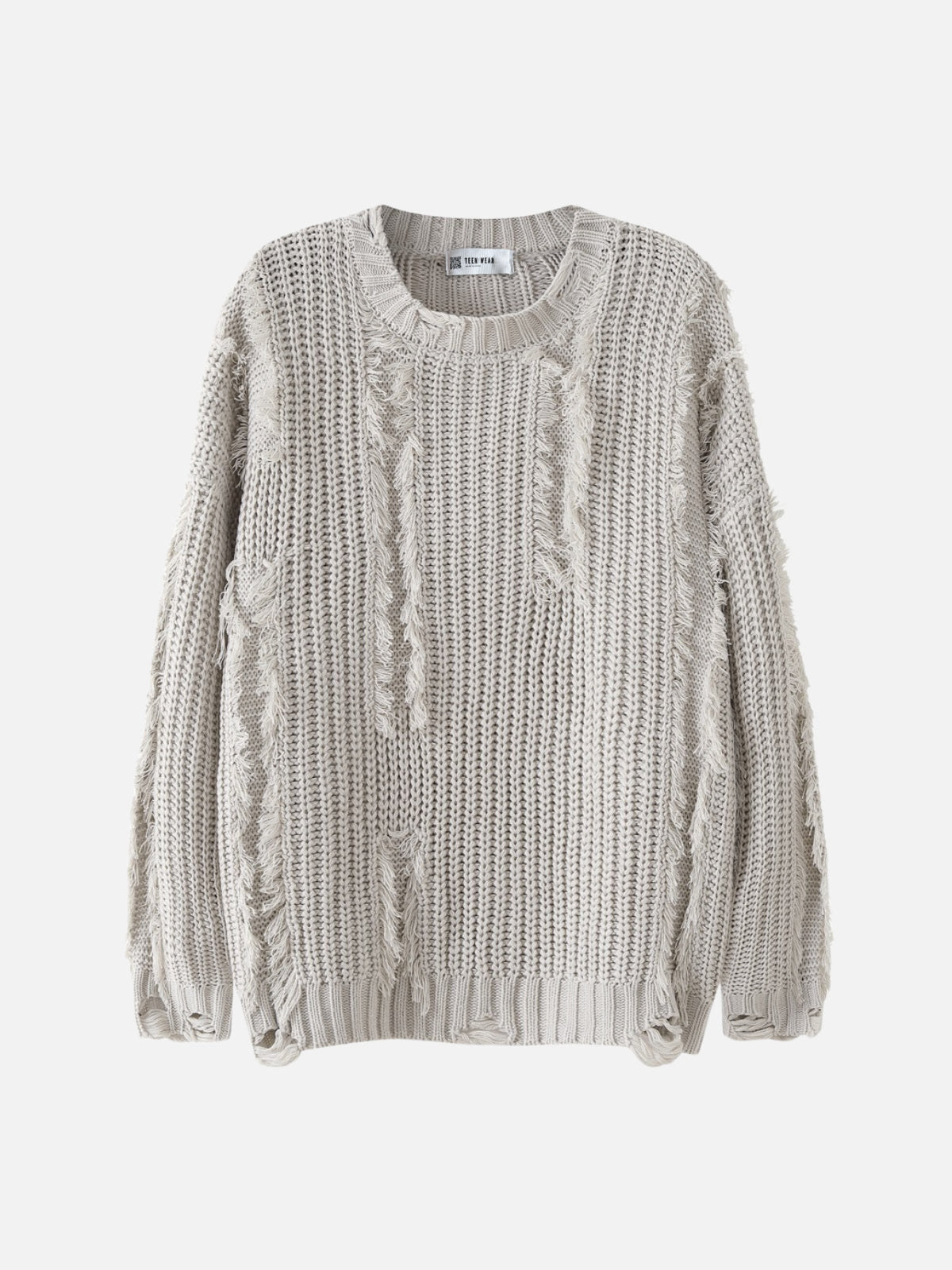 NITES - Oversized Embroidered Sweater Beige | Teenwear.eu