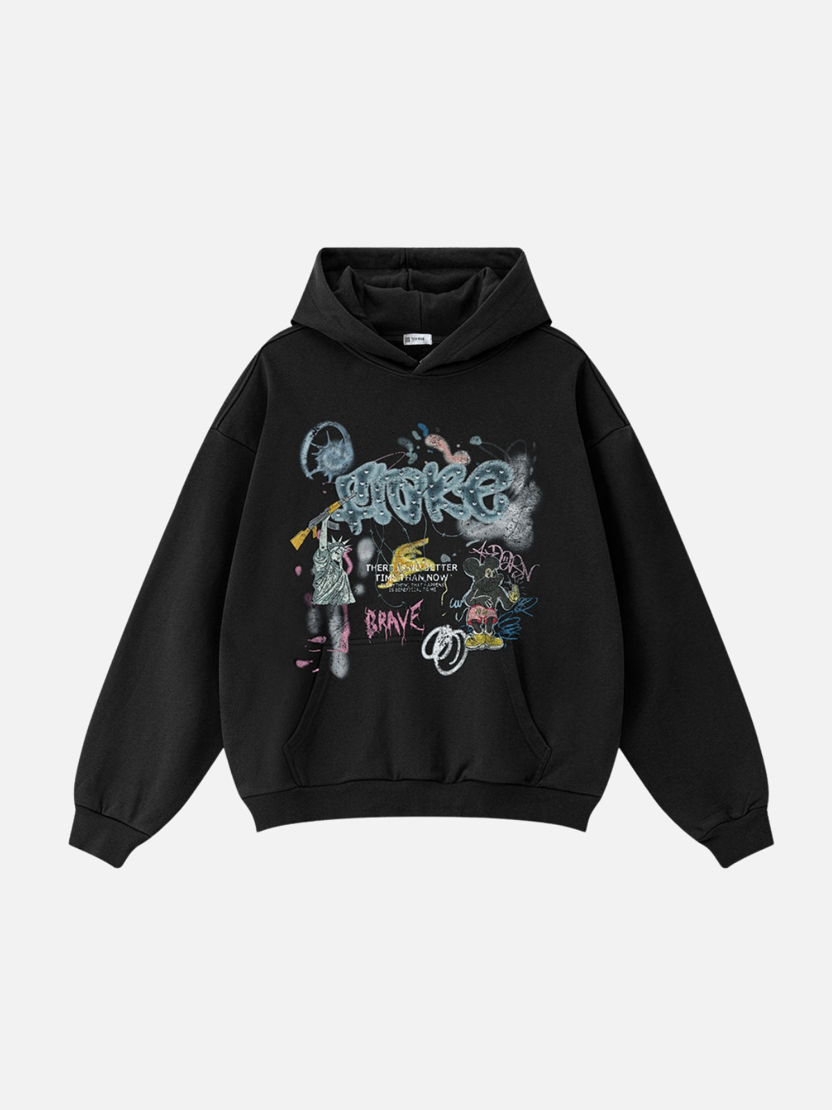 FTOKE – Oversized Print Hoodie Black | Teenwear.eu