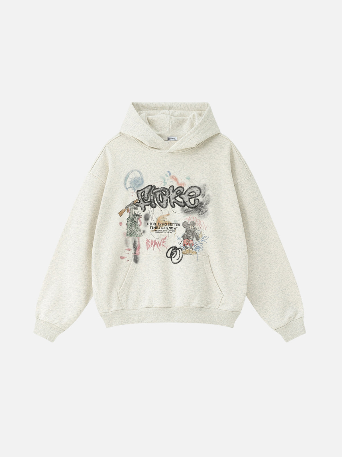 FTOKE – Oversized Print Hoodie Beige | Teenwear.eu