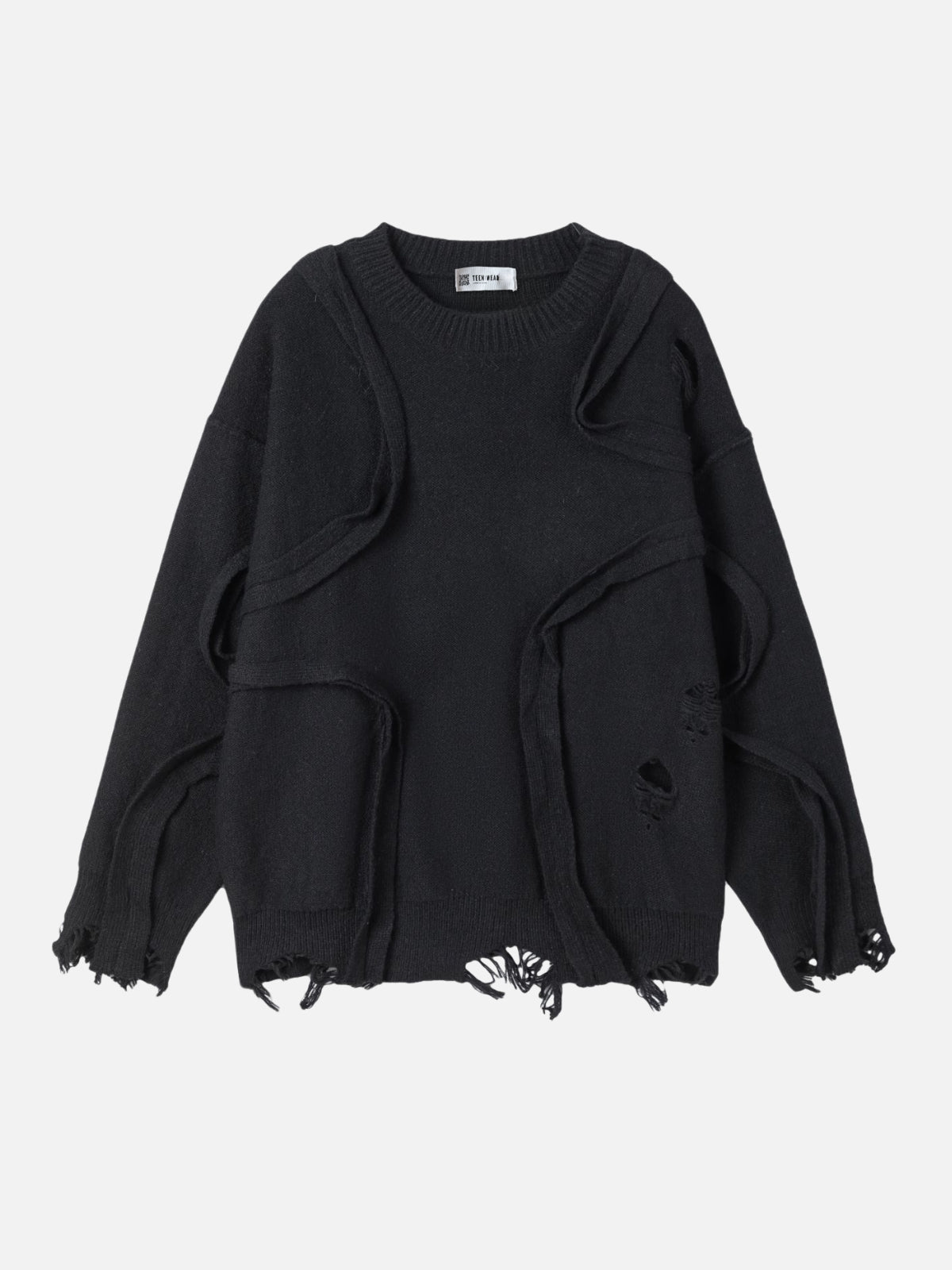 VIBRANT BREATH - Oversized Embroidered Sweater Black | Teenwear.eu