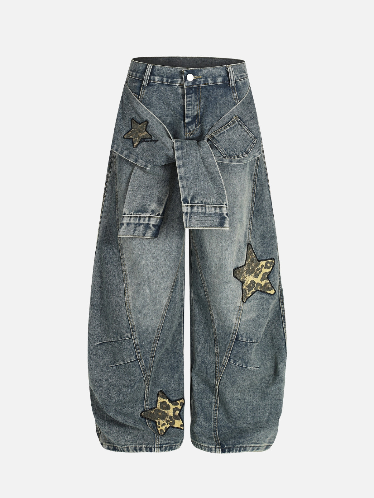 WRAPSY – Baggy Embroidered Jeans Blue | Teenwear.eu