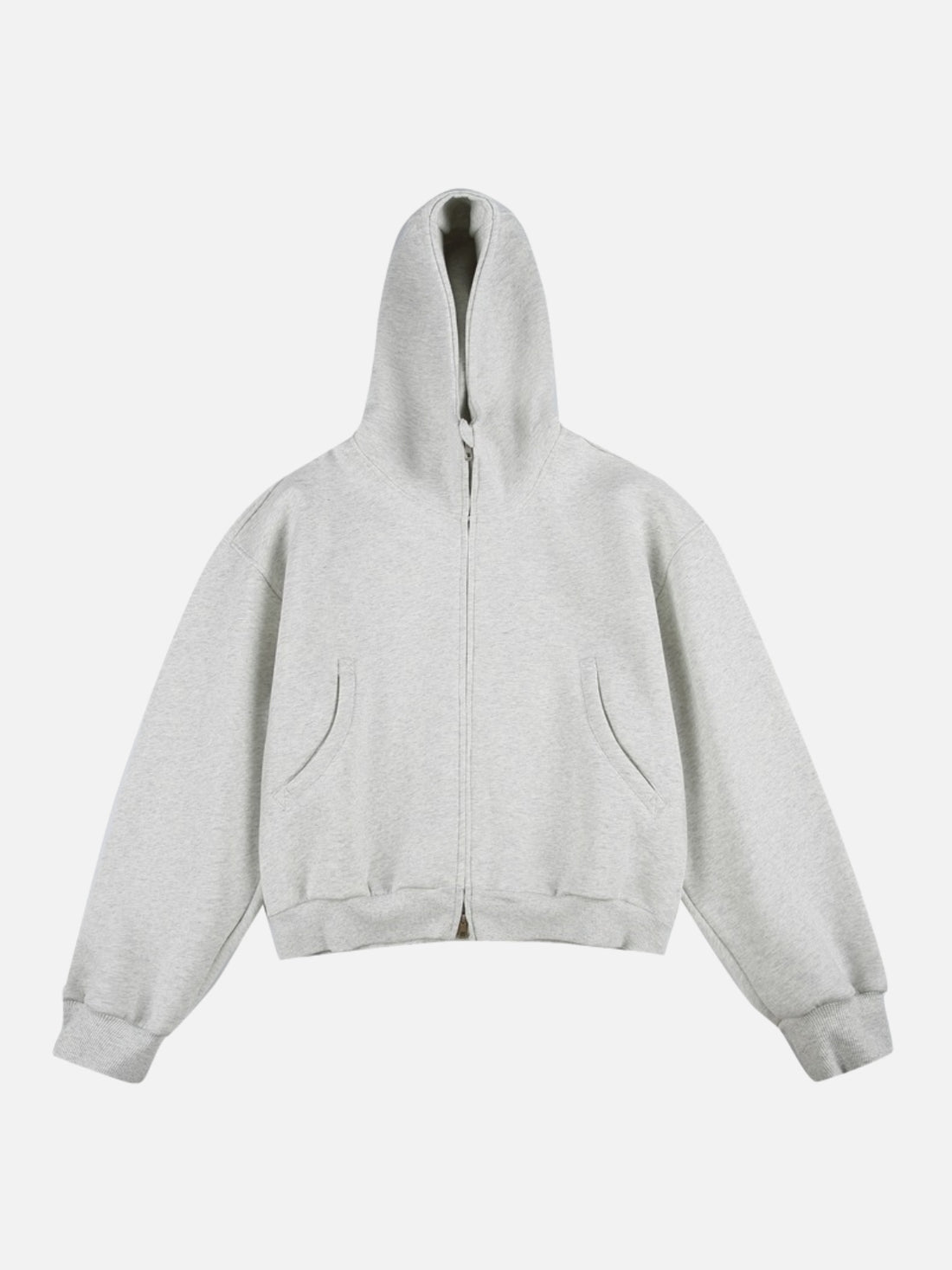 ZIP MASTER - Oversized Cropped Basic Zip Up Hoodie Grey | Teenwear.eu