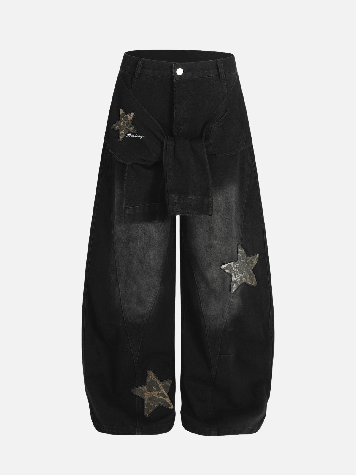 WRAPSY – Baggy Embroidered Jeans Black | Teenwear.eu