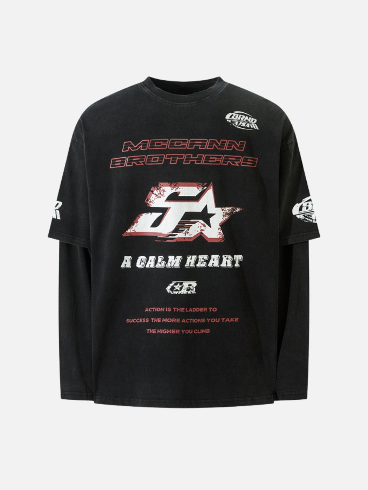 CALM HEART - Oversized Print Long Sleeve T-shirt Black | Teenwear.eu
