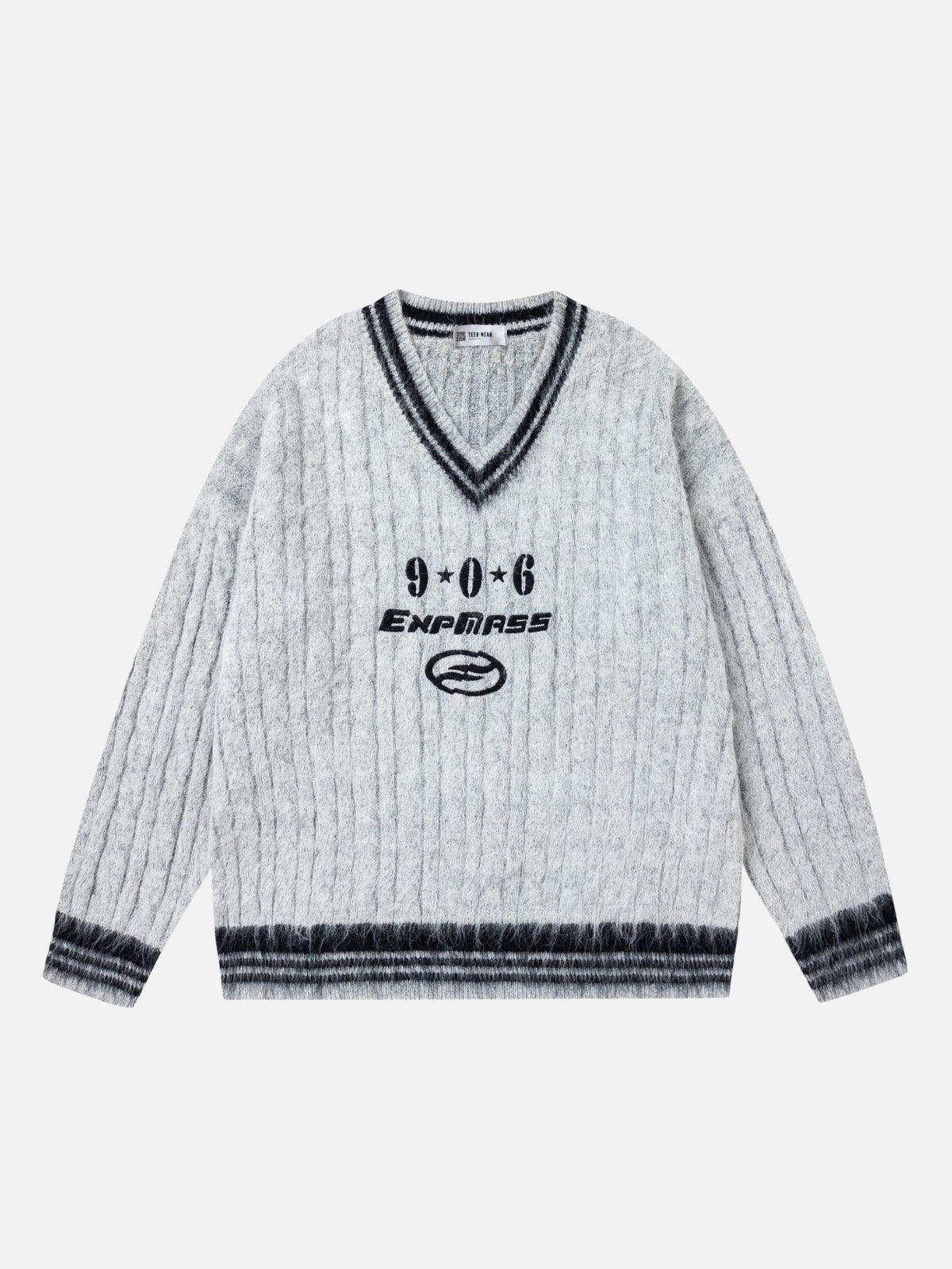 906 - Oversized Grahic Sweater Grey | Teenwear.eu