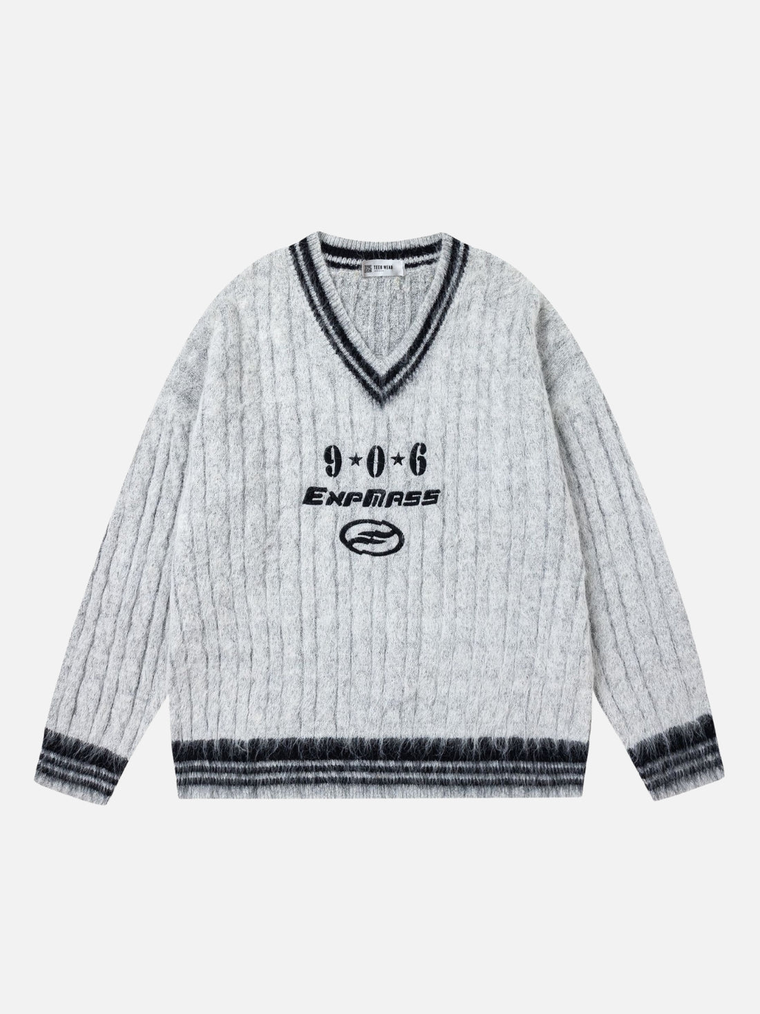 906 - Oversized Grahic Sweater Grey | Teenwear.eu