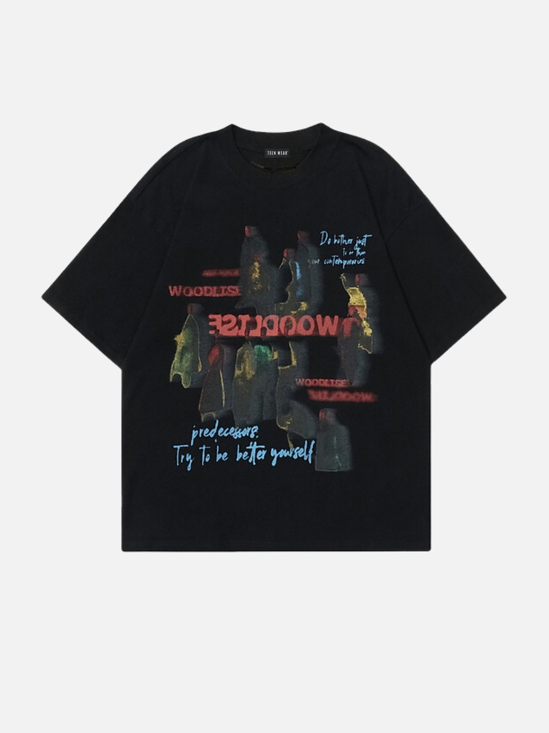 GAZE - Oversized Print T-Shirt Black | Teenwear.eu