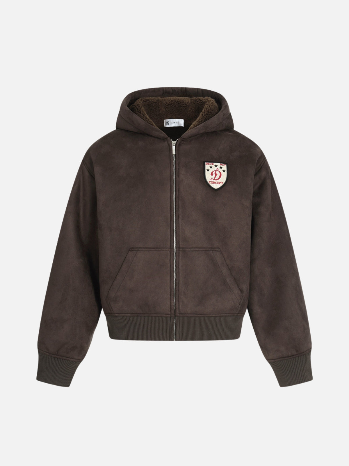 MUDSY – Oversized Embroidered Suede Jacket Brown | Teenwear.eu