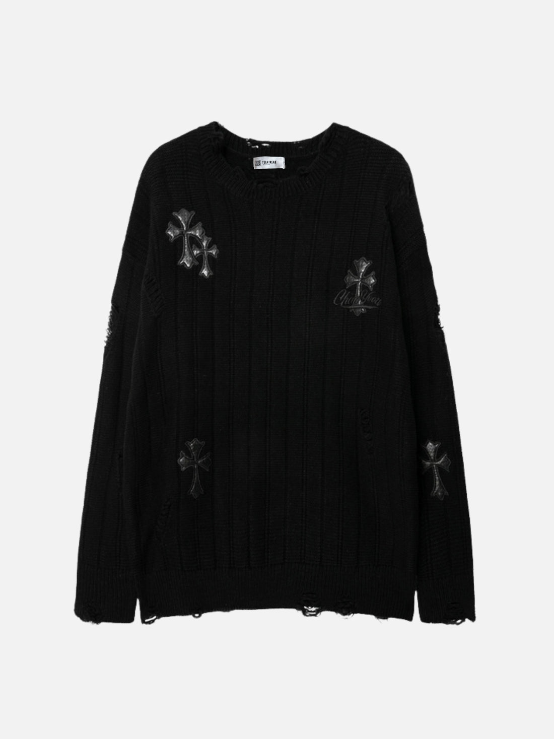 CROSSY - Oversized Embroidered Sweater Green | Teenwear.eu