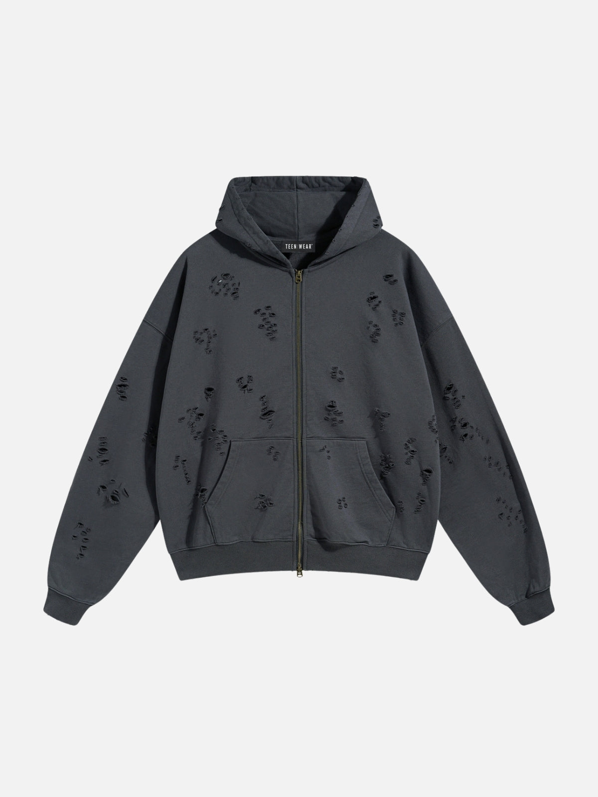 HOLIES - Oversized Basic Zip Up Hoodie Grey | Teenwear.eu