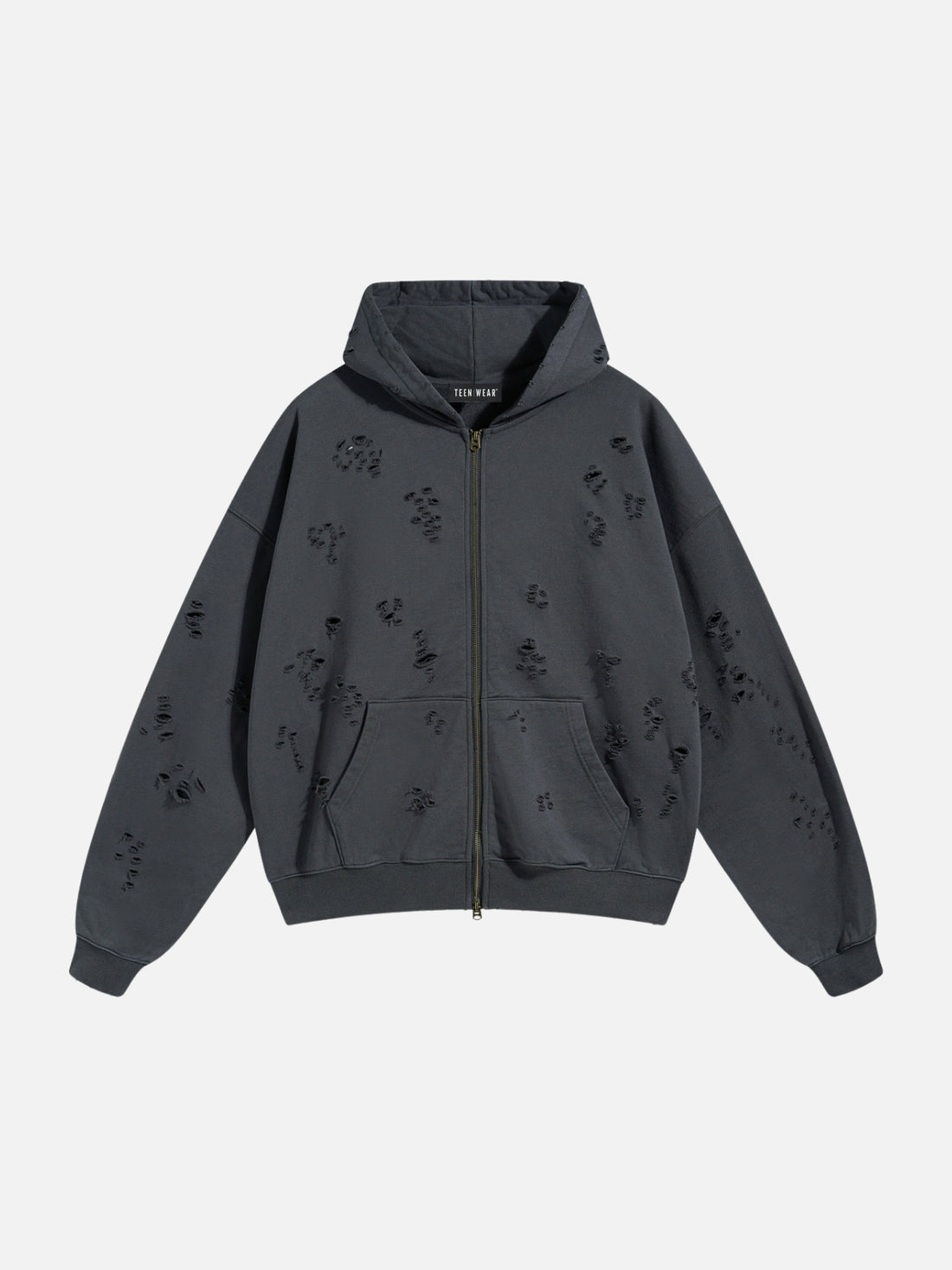 HOLIES - Oversized Basic Zip Up Hoodie Grey | Teenwear.eu