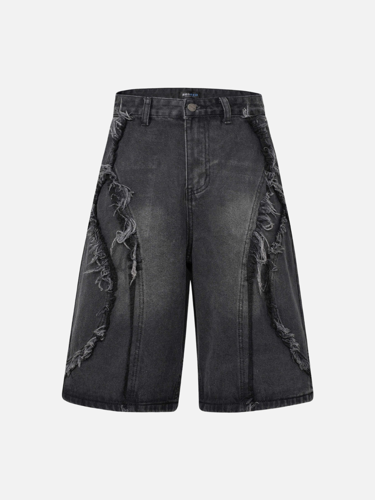 TORNZ - Baggy Denim Embroidered Jorts Black | Teenwear.eu