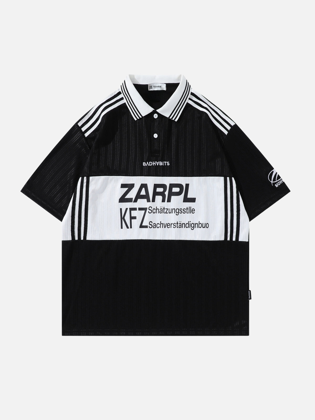 ZARPL - Oversized Print Jersey Polo Shirt Black | Teenwear.eu