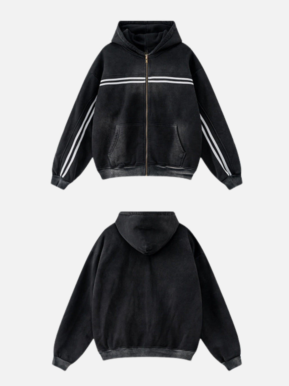 STRIPEEZ - Oversized Embroidered Zip Up Hoodie Black | Teenwear.eu