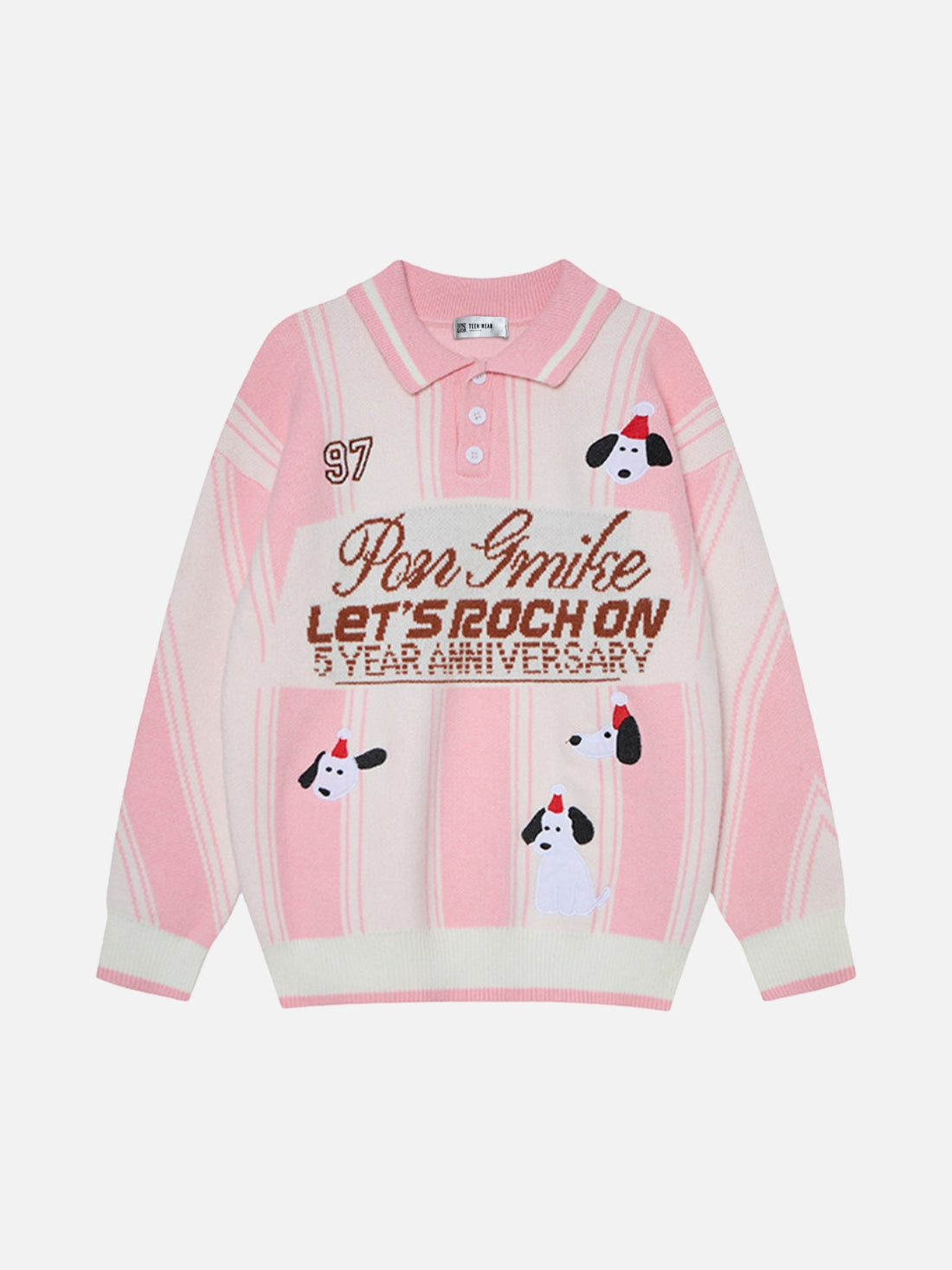 ROCH ON - Oversized Graphic Polo Sweater Black | Teenwear.eu