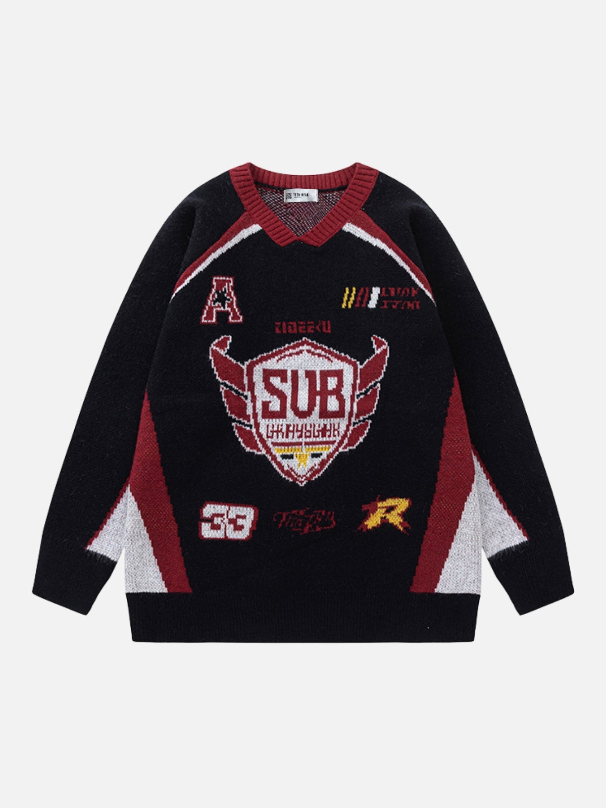 SUB GRAY - Oversized Graphic Sweater Jersey Black | Teenwear.eu