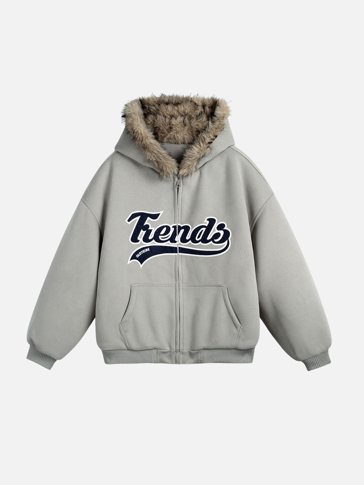 TRENDS - Oversized Sherpa Zip Up Jacket Grey | Teenwear.eu