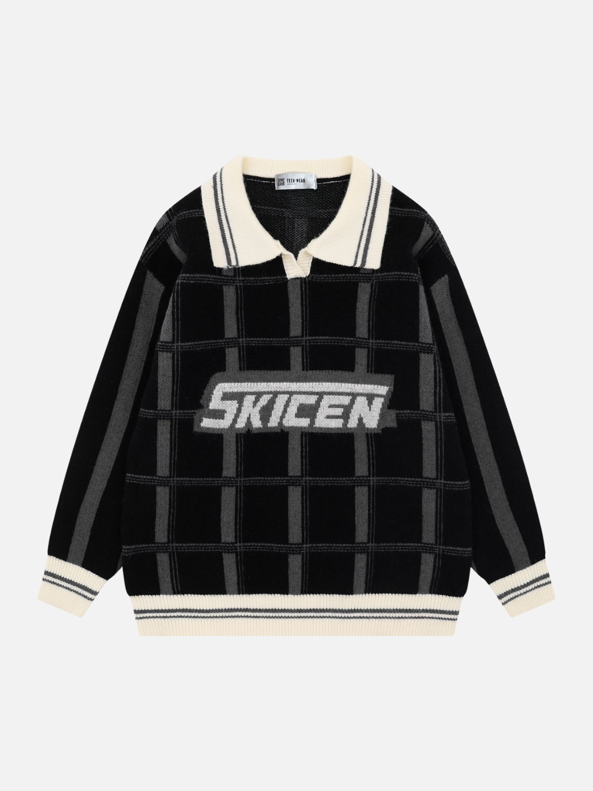 GRIDDO - Oversized Graphic Sweater Black | Teenwear.eu