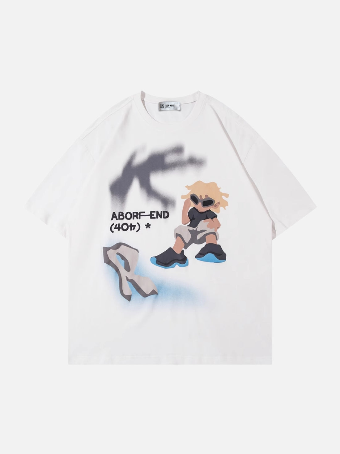 4017 - Oversized Print T-shirt Black | Teenwear.eu