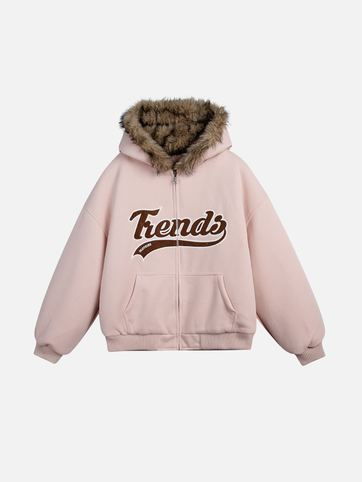 TRENDS - Oversized Sherpa Zip Up Jacket Pink | Teenwear.eu