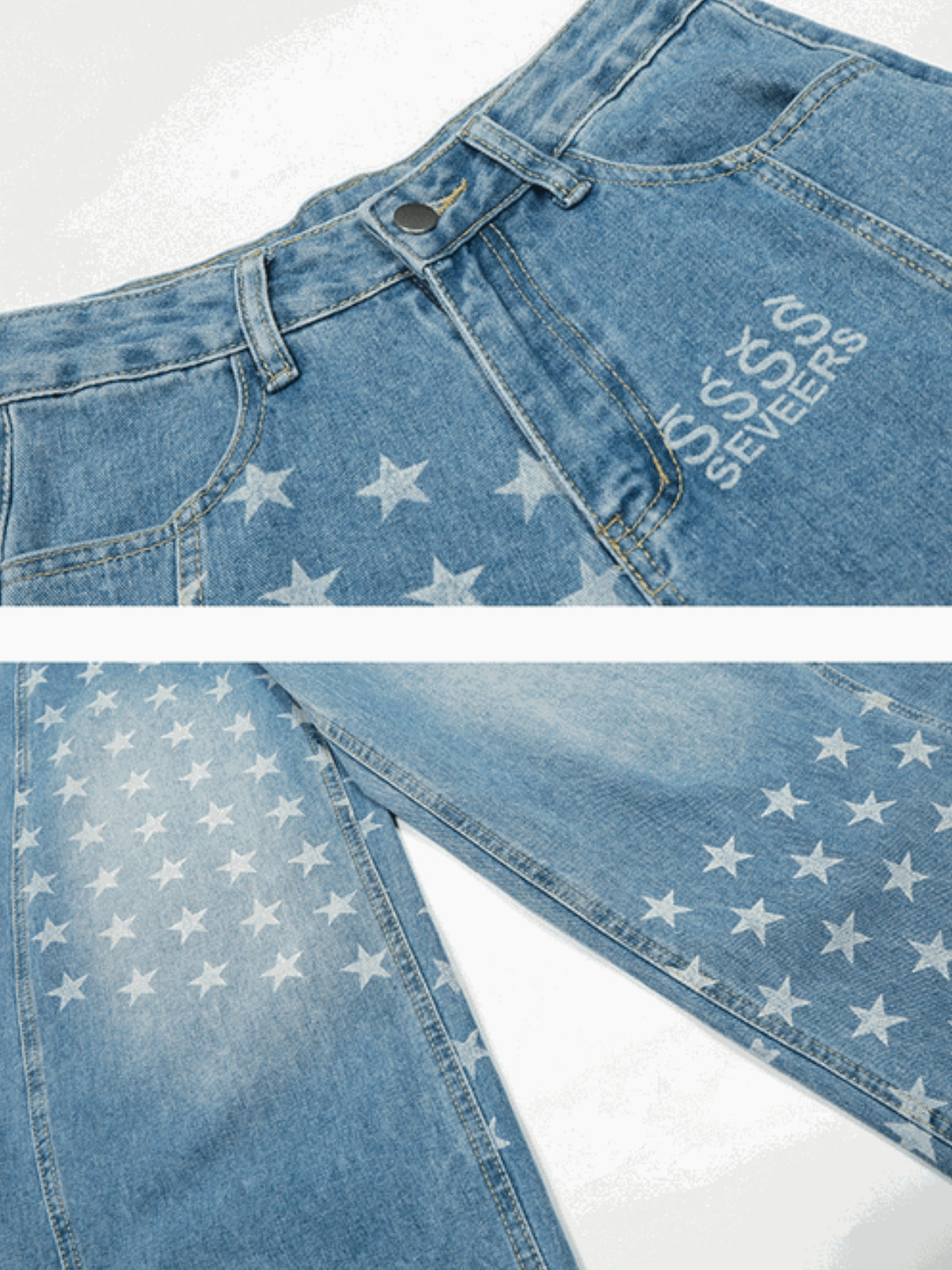 ASTROZY - Baggy Print Jeans
