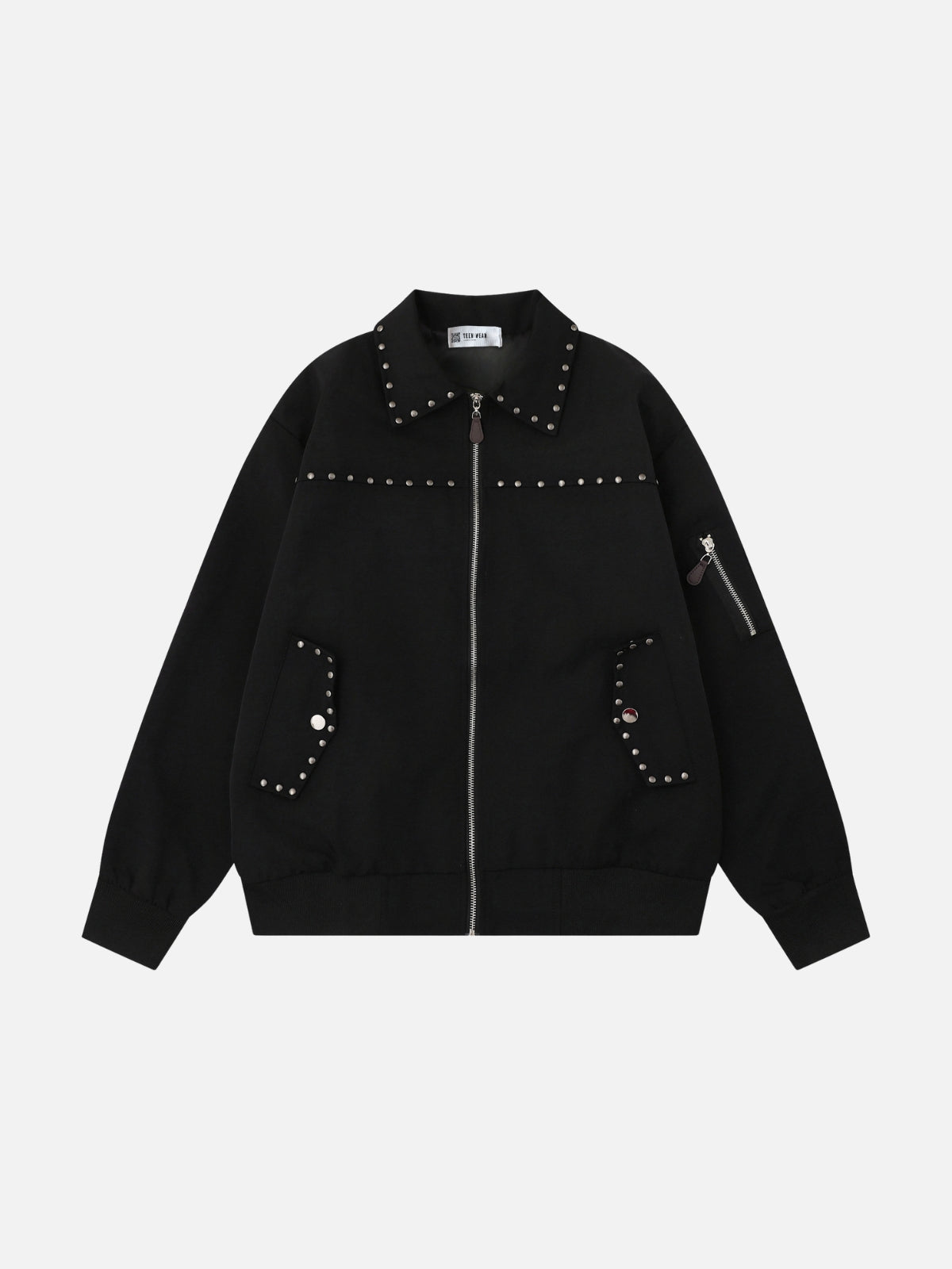 STUDSY - Oversized Embroidered Jacket Black | Teenwear.eu