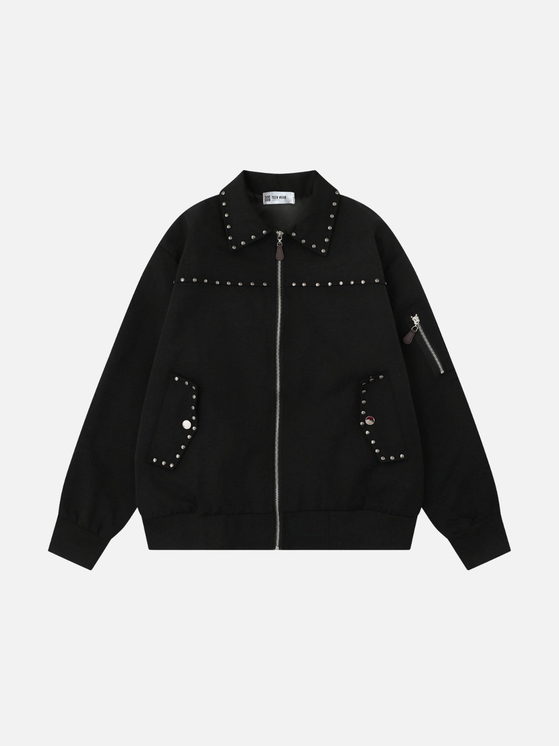 STUDSY - Oversized Embroidered Jacket Black | Teenwear.eu