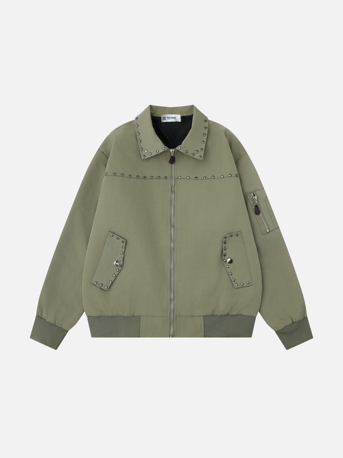 STUDSY - Oversized Embroidered Jacket Black | Teenwear.eu