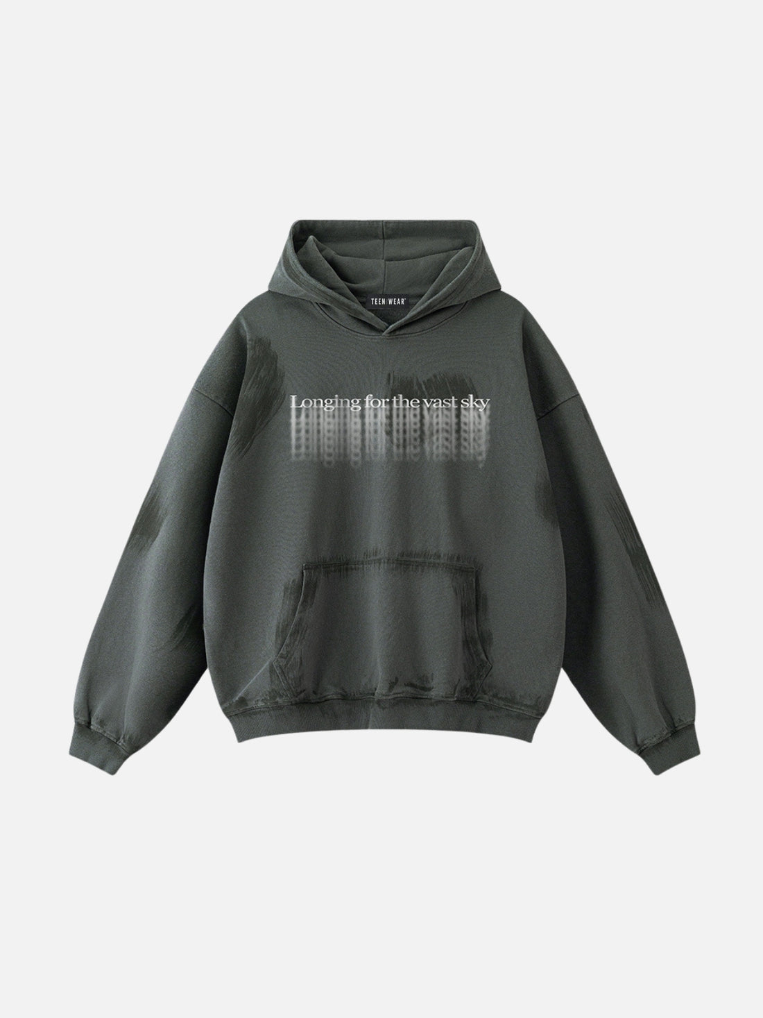 LONGING - Oversized Print Hoodie Dark Grey | Teenwear.eu