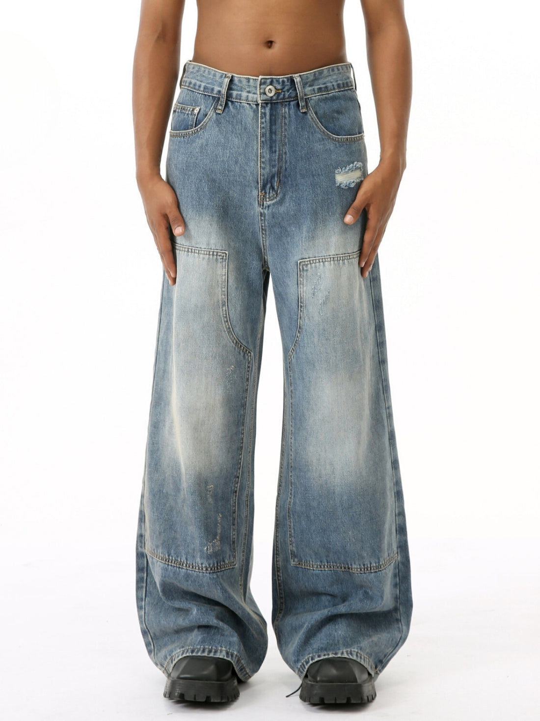 MAGNATES - Baggy Patchwork Basic Jeans Blue | Teenwear.eu