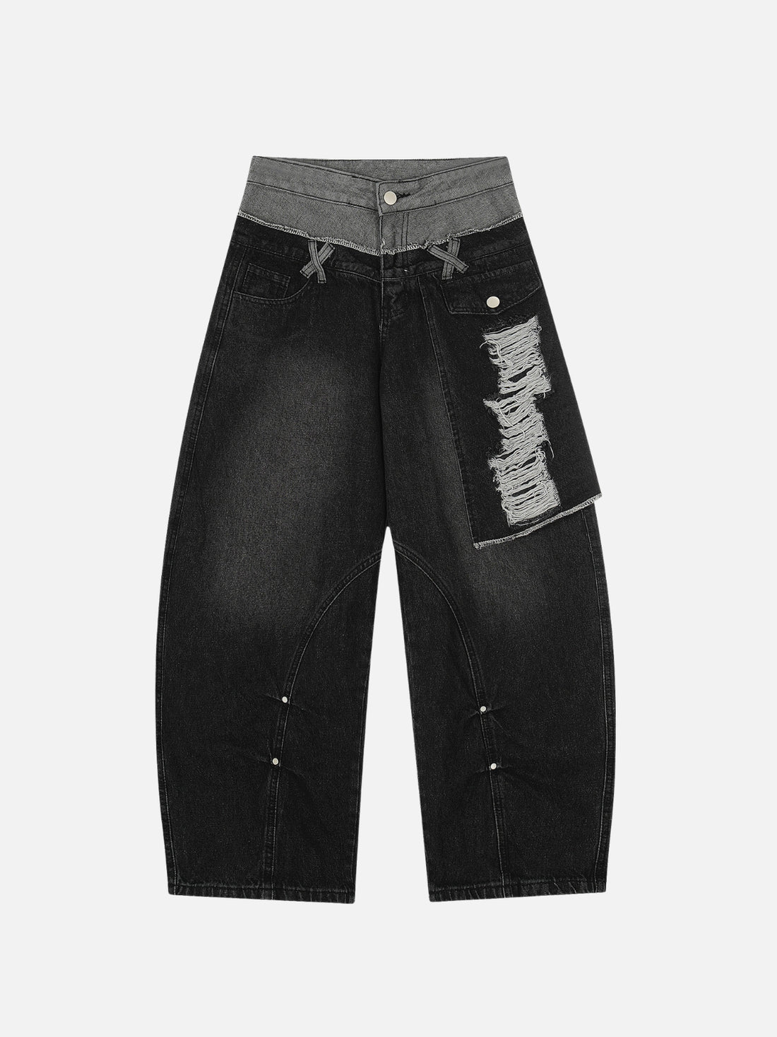 GRUNTRA – Baggy Basic Patchwork Jeans Black | Teenwear.eu