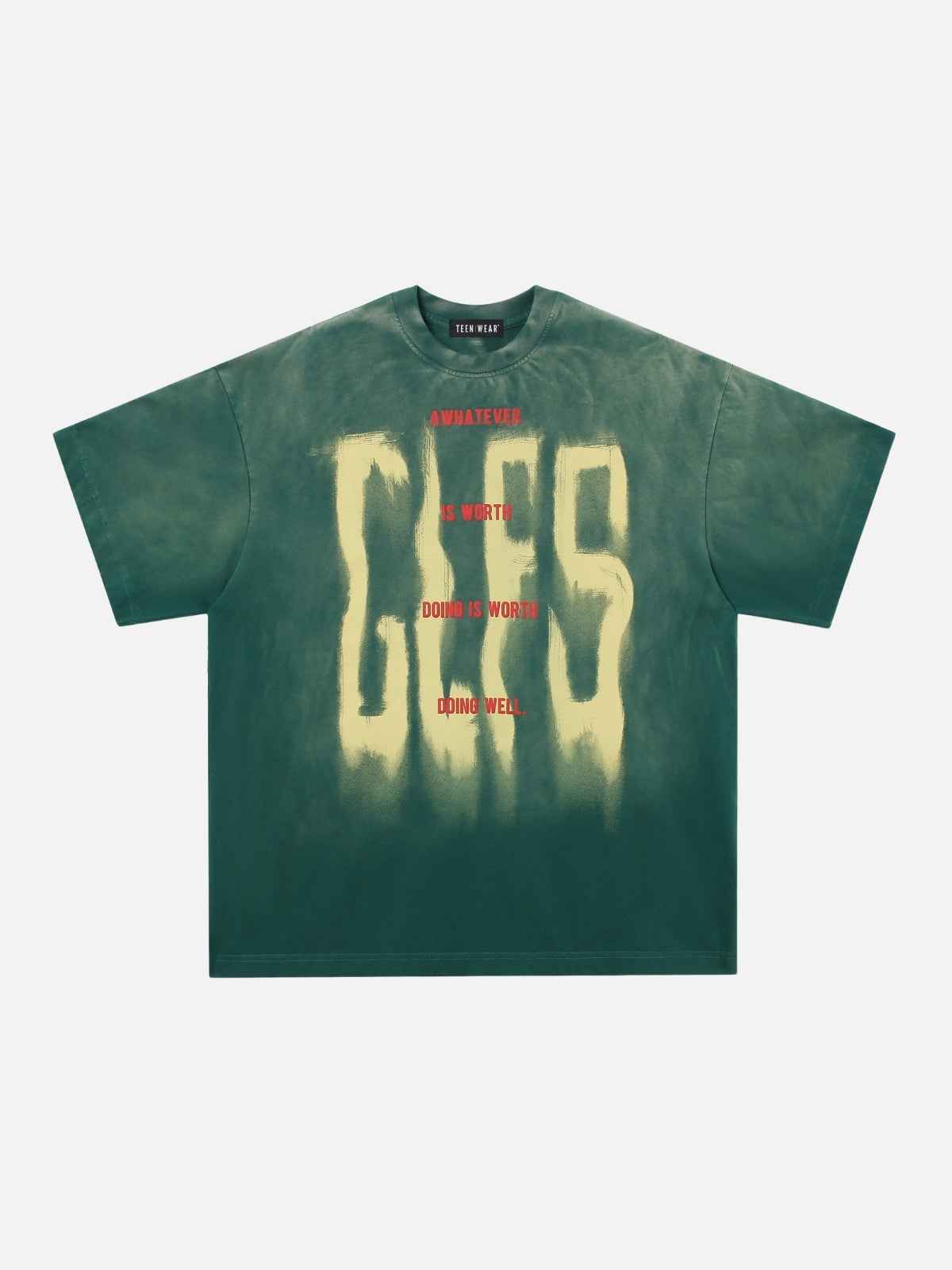 GLES - Oversized Print T-Shirt Green | Teenwear.eu