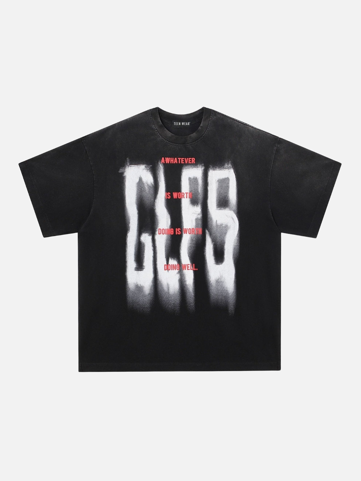 GLES - Oversized Print T-Shirt Black | Teenwear.eu