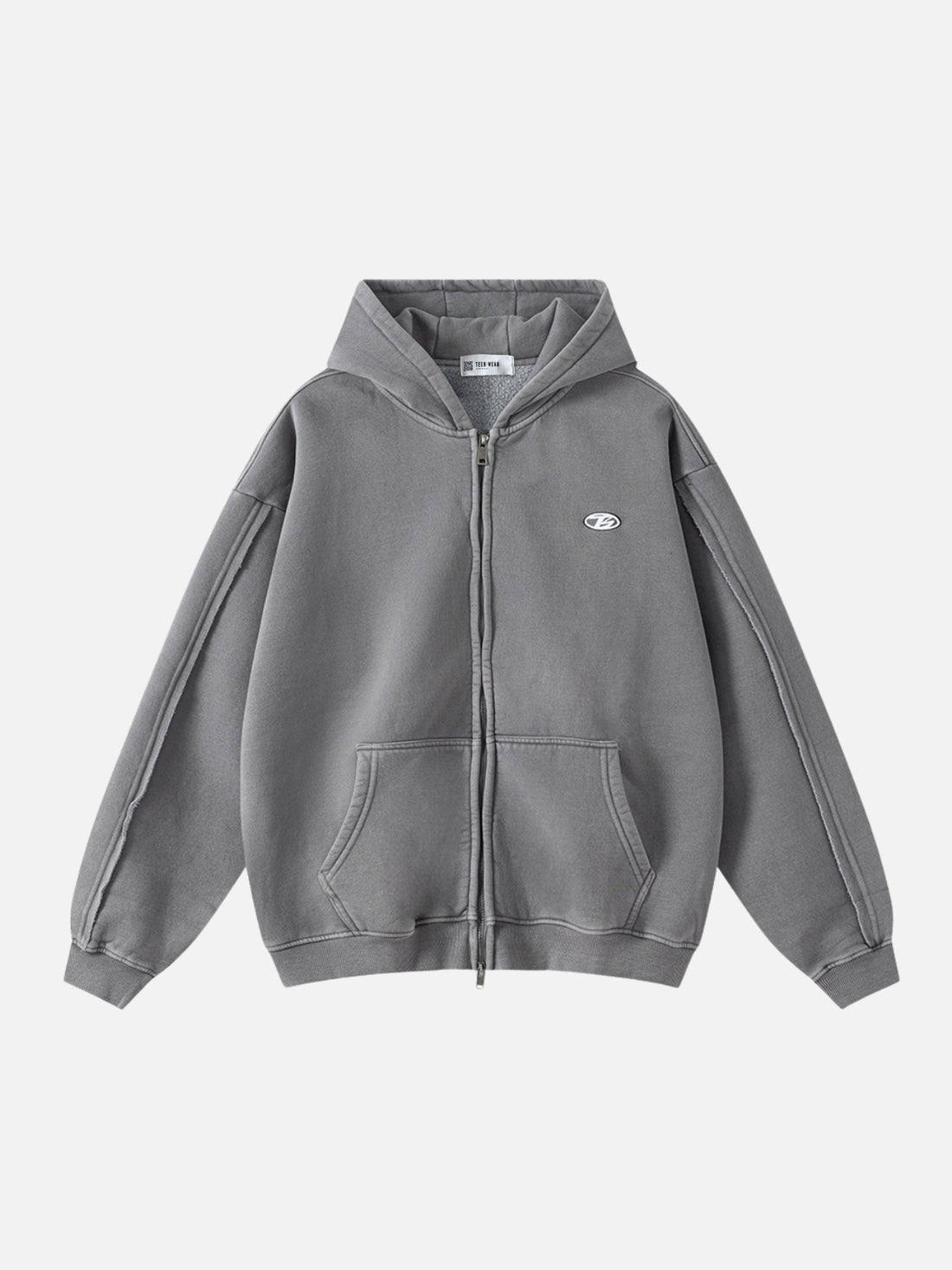 LOGOS - Oversized Embroidered Zip Up Hoodie Grey | Teenwear.eu