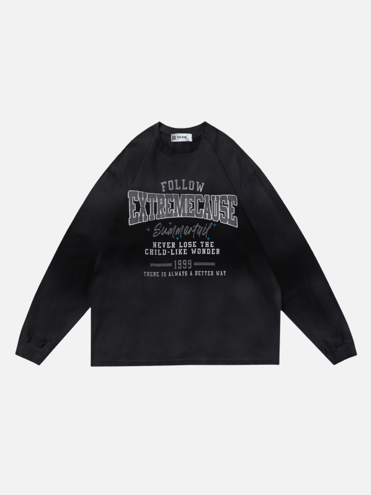 EXTREMECAUSE - Oversized Print Long Sleeve T-Shirt Black | Teenwear.eu