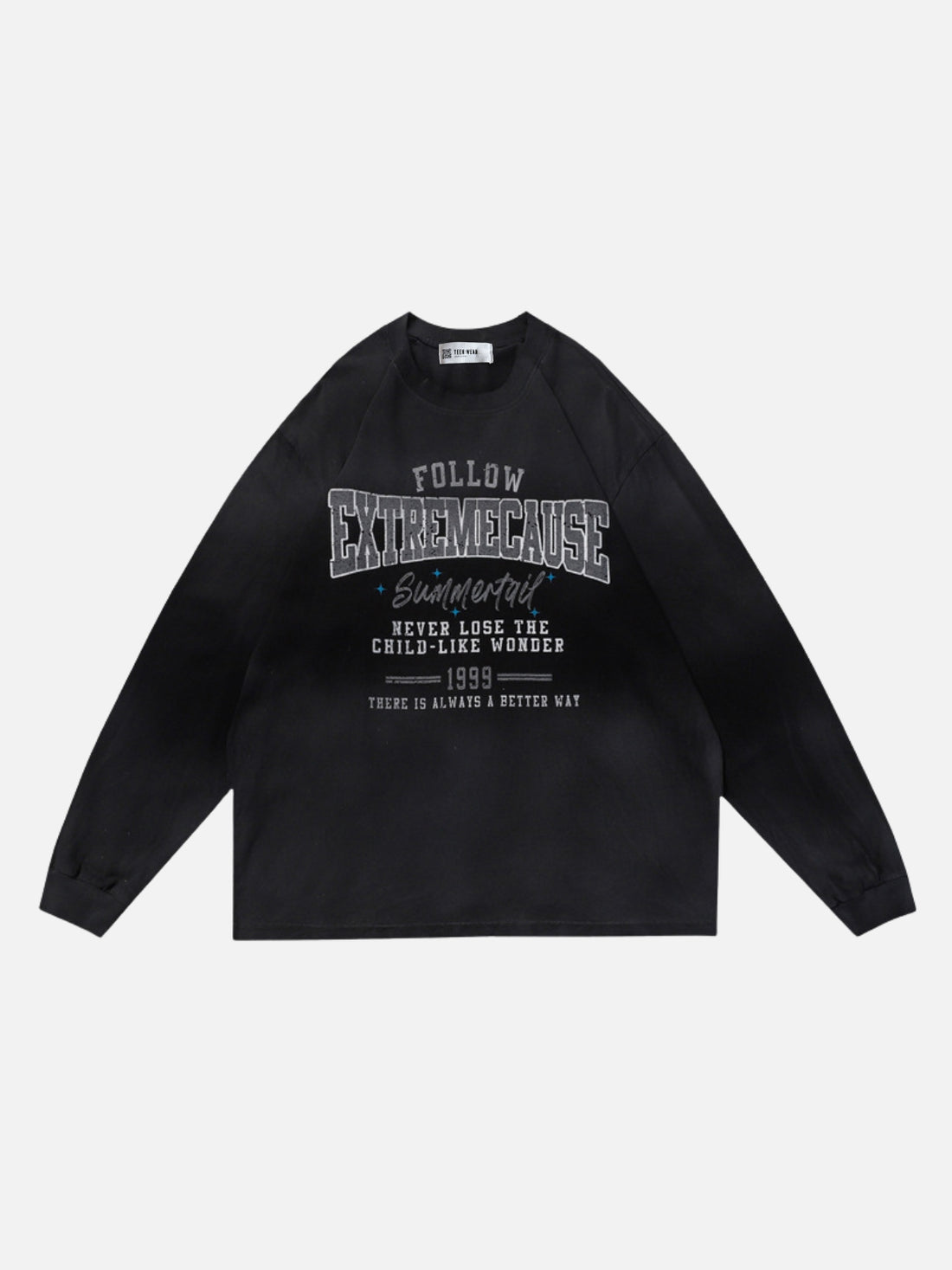 EXTREMECAUSE - Oversized Print Long Sleeve T-Shirt Black | Teenwear.eu