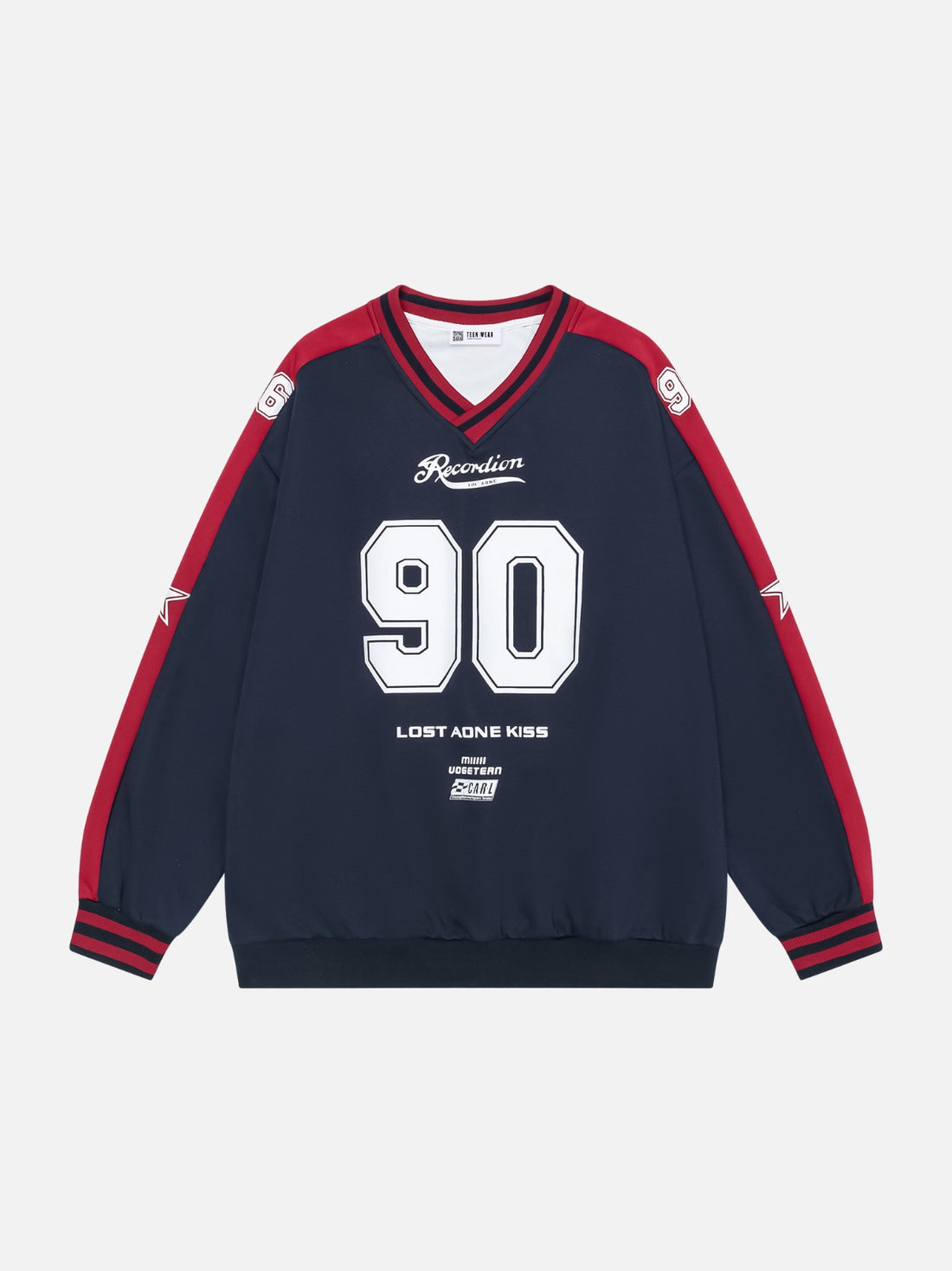 RECORDION - Oversized Print Long Sleeve Jersey White | Teenwear.eu