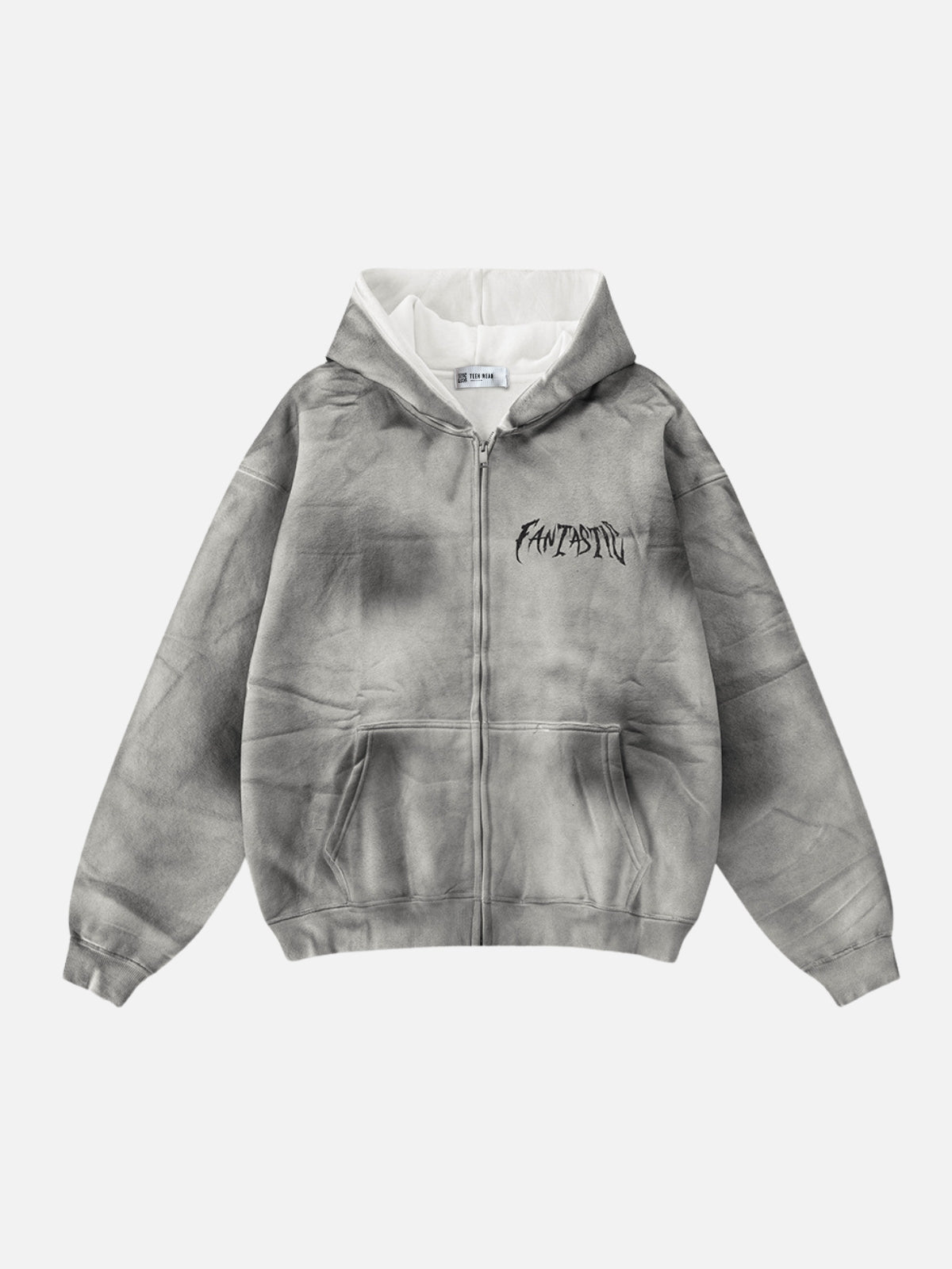 FANTASTIC - Oversized Print Zip Up Hoodie Grey | Teenwear.eu