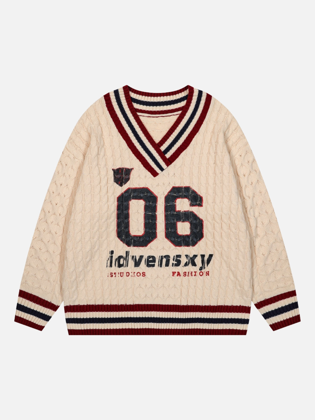 IDVENSXY - Oversized Embroidered Sweater Polo Beige | Teenwear.eu