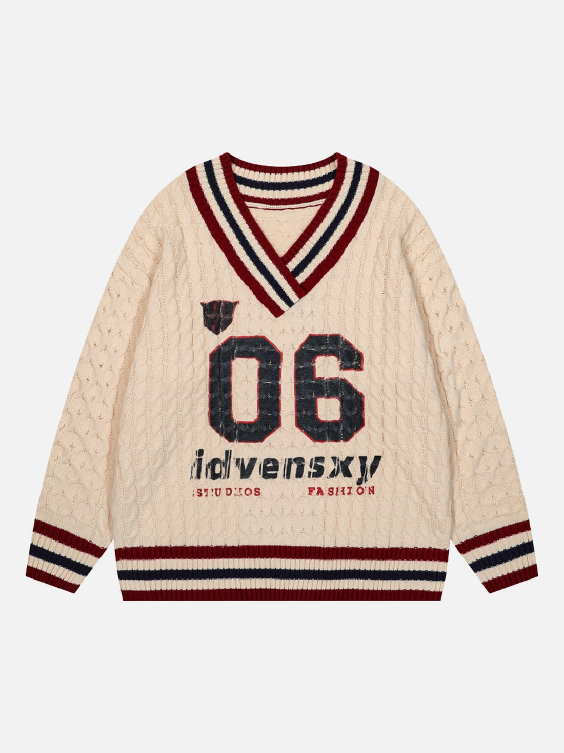 IDVENSXY - Oversized Embroidered Sweater Polo Beige | Teenwear.eu