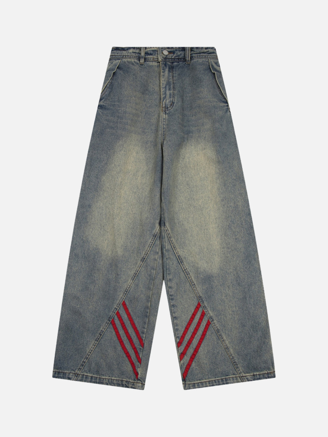 RED STRIPES - Baggy Embroidered Jeans Blue | Teenwear.eu